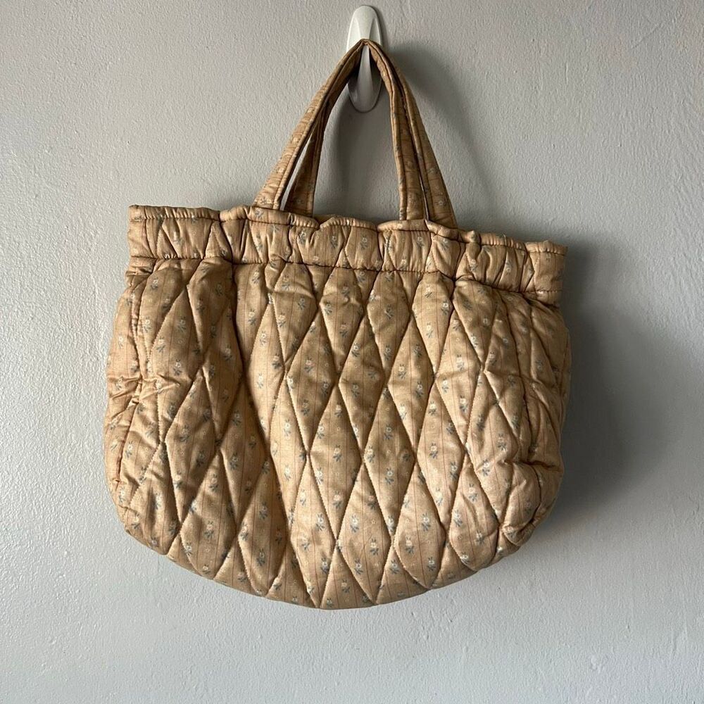 Vintage Ellen Originals Quilted Toto Bag Floral Craft Knitting Project Carry All